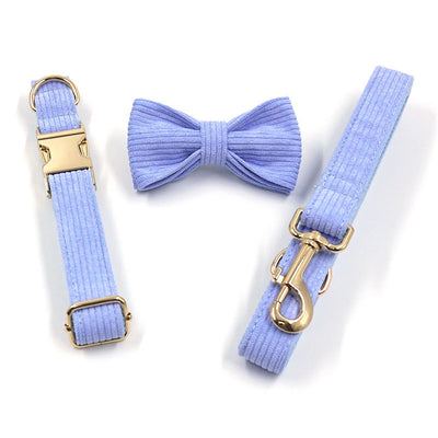 Collar Corduroy con Moño para Mascotas y Correa Integrada - Image 10
