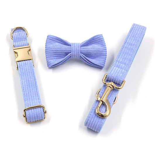 Collar Corduroy con Moño para Mascotas y Correa Integrada - Image 10
