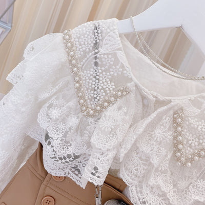 Camisas Infantiles Estilo Coreano con Cuello y Encaje para Niñas - Image 6