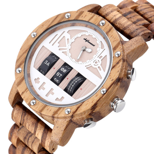 Reloj Mecánico Multifuncional de Madera para Hombre - Image 6