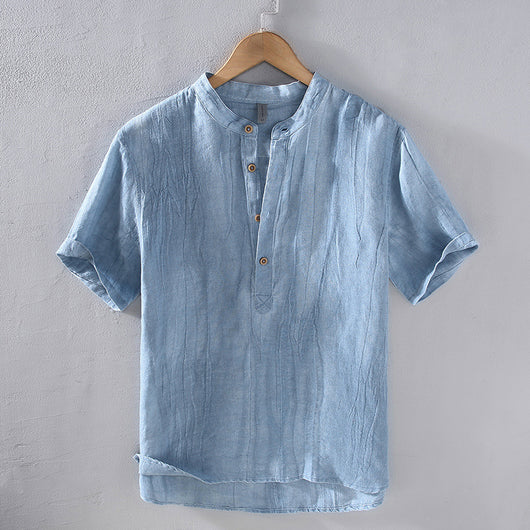 Camisa Casual de Lino Retro Estilo Japonés para Hombre
