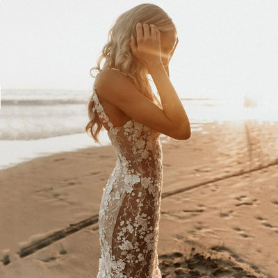 Vestidos de Novia Sirena con Aplicaciones de Encaje 3D - Image 10