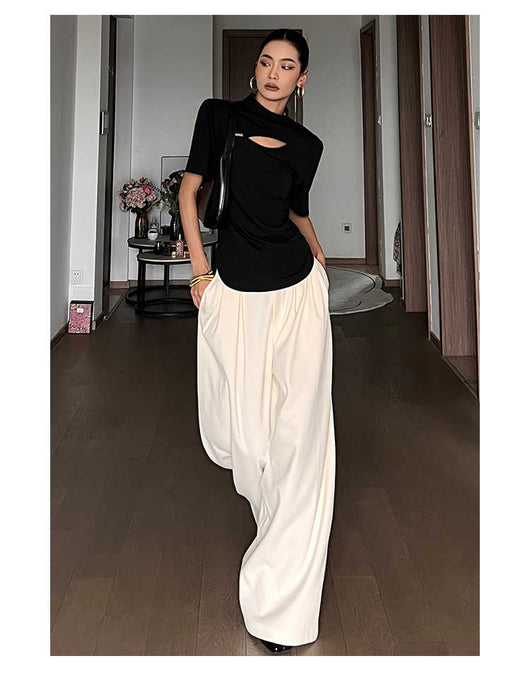 Pantalones Casuales Blancos de Cintura Alta Corte Recto para Mujer - Image 5
