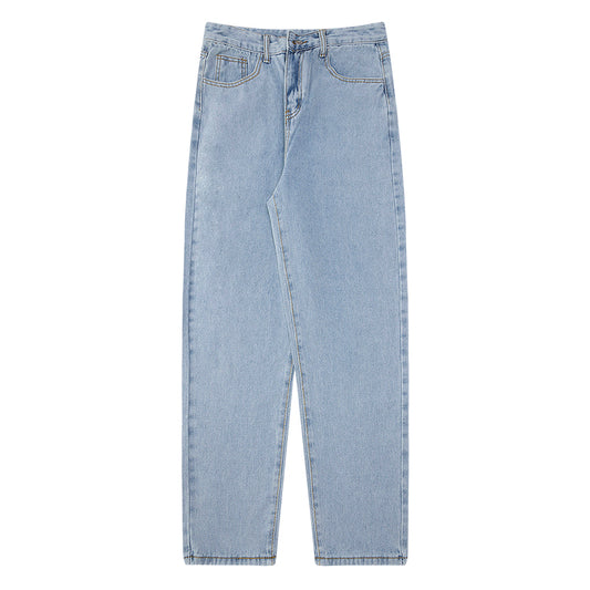 Pantalones Vaqueros Hombre Estilo Hong Kong Corte Recto Suelto Tendencia