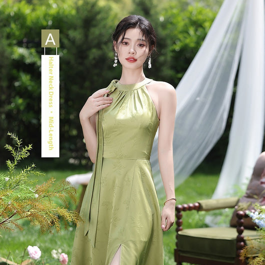 Vestido de Dama de Honor Verde Estilo Nacional - Image 7