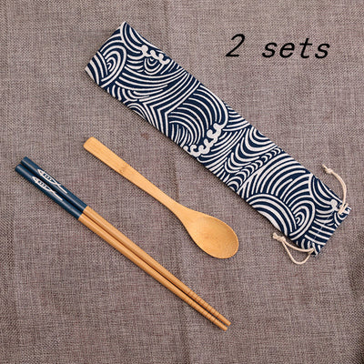 Set de Cubiertos Portátiles de Madera con Palillos y Cuchara - Image 9
