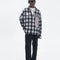 Camisa Suelta Hip Hop con Parches de Cuadros y Manga Larga