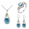 Conjunto de Joyería Cuproníquel Azul Zafiro - Collar, Anillo y Aretes
