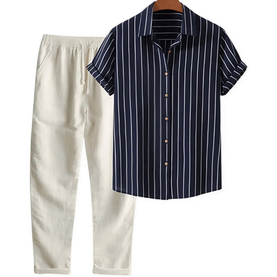 Traje Casual Hombre Estampado Manga Corta - Conjunto Moderno y Versátil - Image 3