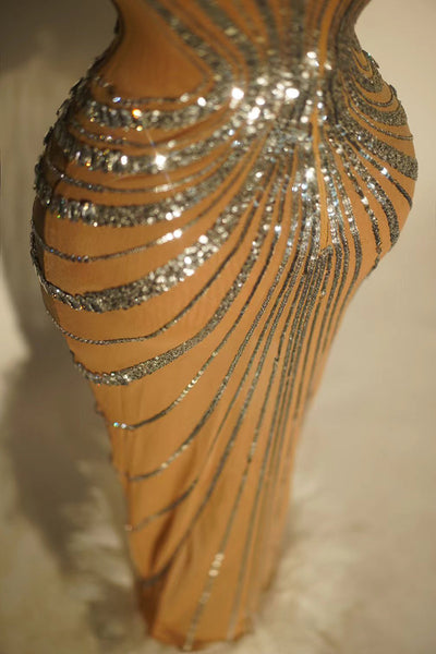 Vestido de Gala con Plumas y Cristales Brillantes para Mujer - Image 11