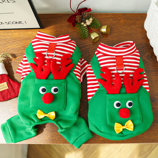 Abrigo Navideño para Mascotas - Suéter Reno con Bolsillo para Perros y Gatos - Image 2