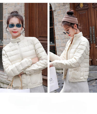 Chaqueta Acolchada de Plumas de Pato Blanco - Cuello Alto Ligera para Invierno - Image 9