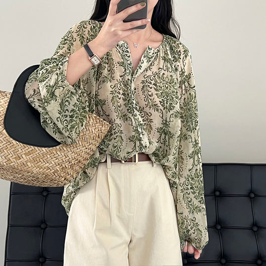 Blusa Protectora Floral con Mangas Linterna y Filtro Solar - Image 27