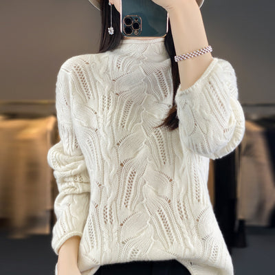 Suéter Hueco Cuello Alto Liso para Otoño e Invierno - Image 7