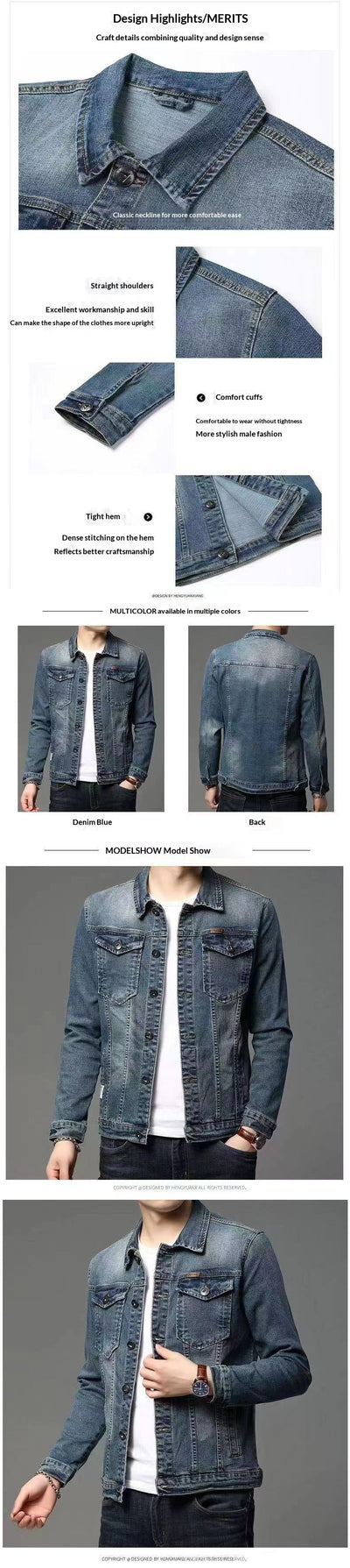 Chaqueta Denim Coreana Slim Fit para Hombre - Image 17