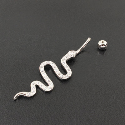 Piercing Ombligo Plata de Ley con Diseño de Serpiente y Circonita - Image 3