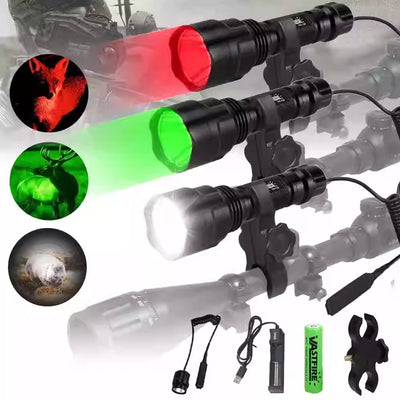 Linterna Táctica Profesional C8 - Luz Roja, Verde y Blanca de Alto Rendimiento