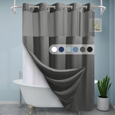 Cortina de Baño Doble Capa con Hebilla Grande - Diseño Liso y Moderno - Image 46