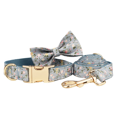 Collar Floral Azul de Algodón Poliéster para Mascotas - Image 14