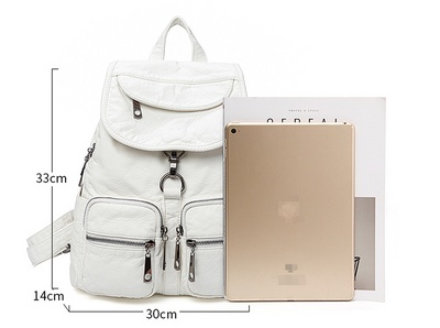 Mochila de Cuero Lavado para Mujer - Gran Capacidad y Estilo Casual - Image 7