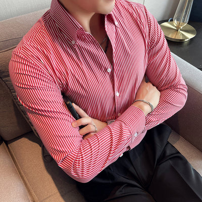 Camisa Manga Larga a Rayas para Hombre Otoño Invierno - Image 3