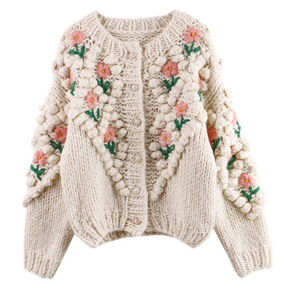 Abrigo Suéter con Bordado Floral para Mujer - Image 14