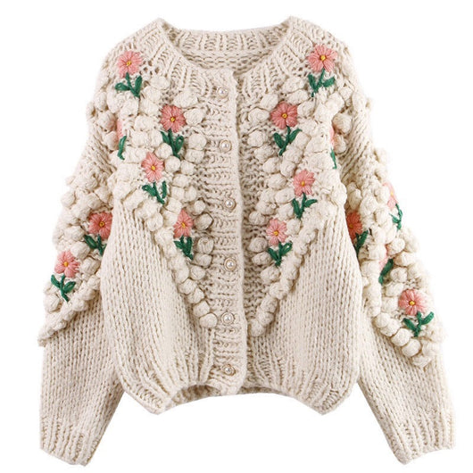 Abrigo Suéter con Bordado Floral para Mujer - Image 14