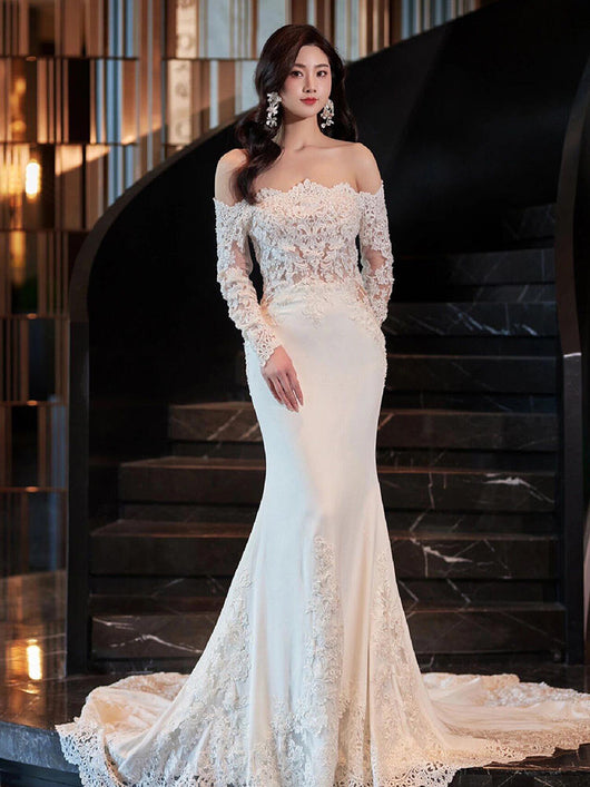 Vestido de Novia Vintage con Encaje Francés y Mangas Largas - Image 8