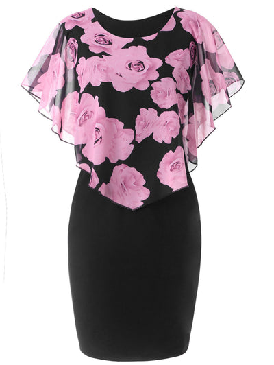 Vestido Capa Estampado Rosas Ajustado Cadera para Mujer - Image 22