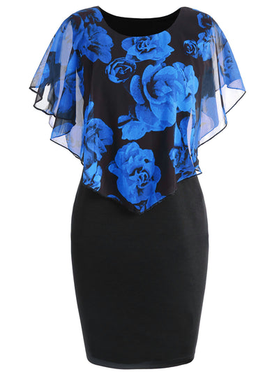 Vestido Capa Estampado Rosas Ajustado Cadera para Mujer - Image 20