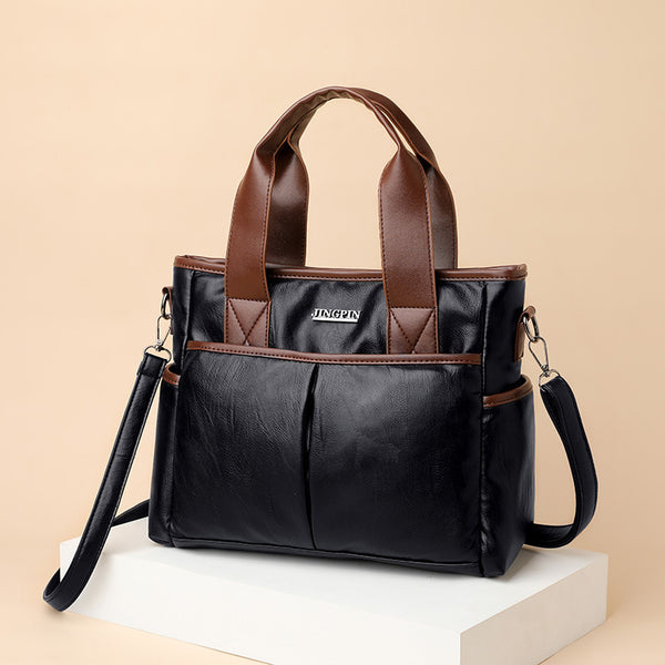 Bolso Mensajero de Cuero con Contraste Retro