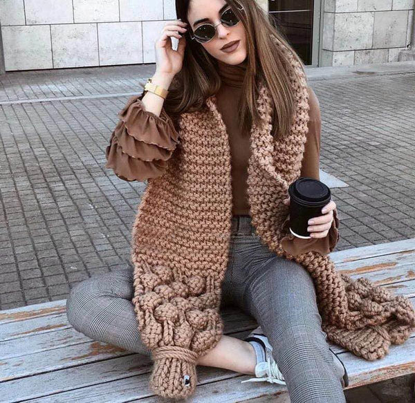 Bufanda de Lana Tejida a Mano - Estilo Puro para Mujer