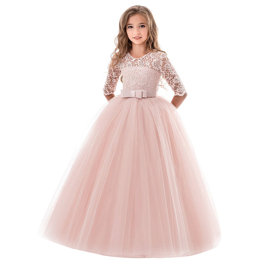 Vestido Princesa Acolchado de Manga Larga para Niñas - Image 11