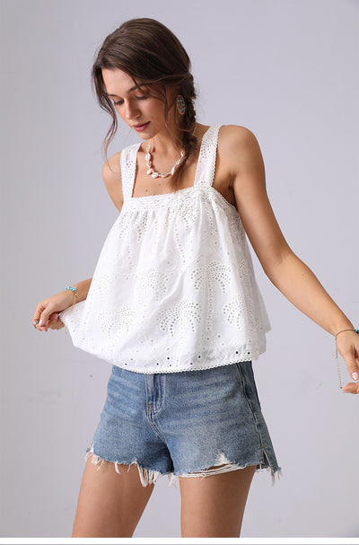 Blusa Camisola de Encaje Bordado Estilo Francés Suelta - Image 15