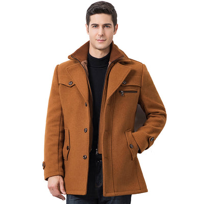 Abrigo de Lana para Hombre Otoño Invierno - Cuello Solapa Premium