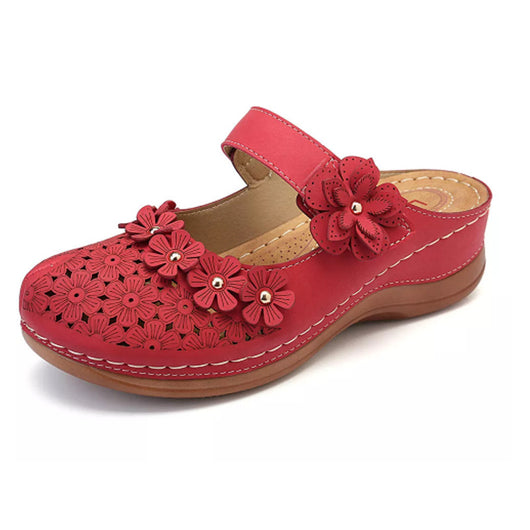 Sandalias Cuña Vintage con Flores para Mujer - Comodidad de Verano