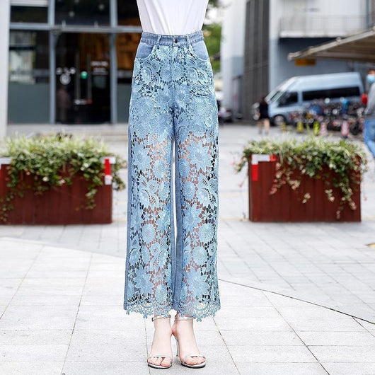 Pantalones Denim con Drapeado Patchwork para Mujer - Image 8