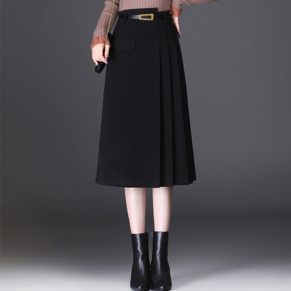 Falda Plisada A-line Midi Slim para Mujer