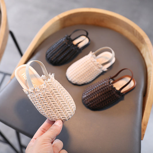 Sandalias Tejidas Retro Estilo Coreano - Comodidad Casual para Niña