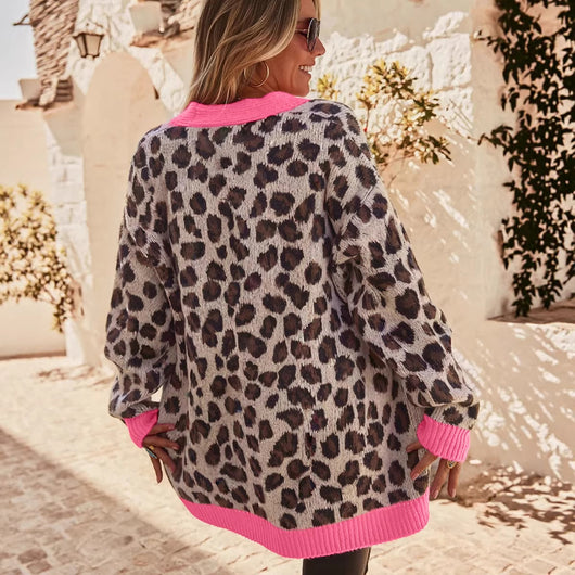 Cardigan Largo Estampado Leopardo para Mujer - Diseño Suelto y Elegante - Image 4