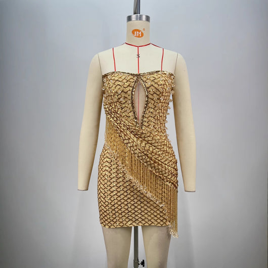 Vestido de Fiesta con Lentejuelas y Flecos - Diseño Personalidad Mujer - Image 2
