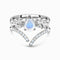 S925 Prata Esterlina Banhado a Prata Com Diamantes Naturais e Pedra da Lua Duplo Anel Prateado 6
