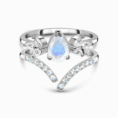 Anillo Doble de Plata 925 con Piedra de Luna y Diamantes - Image 4