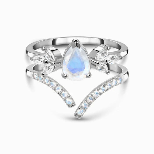 Anillo Doble de Plata 925 con Piedra de Luna y Diamantes - Image 4