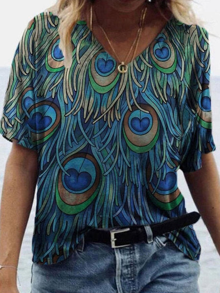 Playera Oversized Cuello V Estampada Manga Corta - Image 6