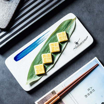 Bandeja Rectangular de Cerámica para Sushi Japonesa - Image 2