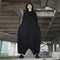 Jumpsuit Negro Suelto para Mujer con Mangas Murciélago