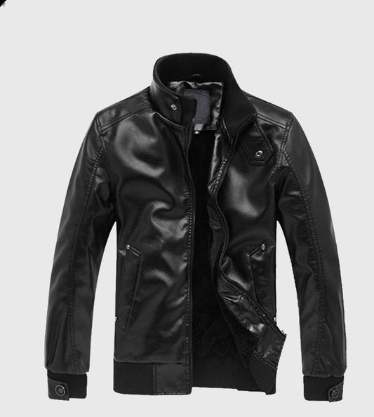 Chaqueta de Cuero Slim Fit para Motociclista