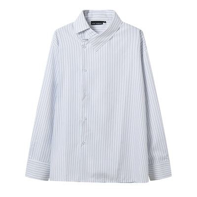 Camisa Casual Ejecutiva con Solapa Asimétrica y Rayas - Image 3