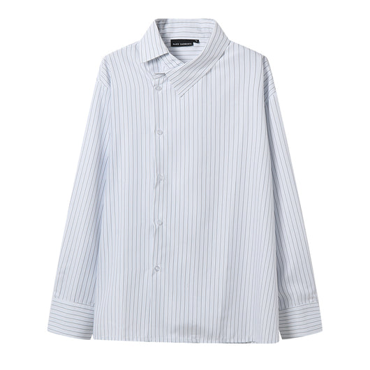 Camisa Casual Ejecutiva con Solapa Asimétrica y Rayas - Image 3